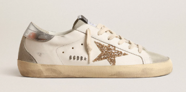 Super-Star avec étoile à paillettes dorées et empiècements en daim gris froid