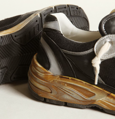 Dad-Star en résille et nappa noirs avec étoile gris froid