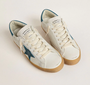 Super-Star en cuir avec étoile et contrefort en daim bleu pétrole