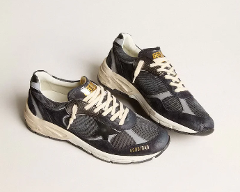 Dad-Star en résille et cuir velours bleu foncé avec étoile noire
