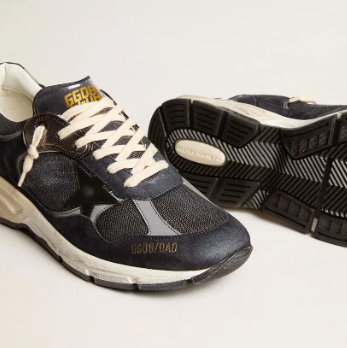 Dad-Star en résille et cuir velours bleu foncé avec étoile noire
