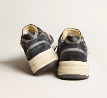 Dad-Star en résille et cuir velours bleu foncé avec étoile noire