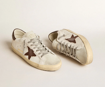 Super-Star d’origine biologique avec étoile en toile et contrefort en cuir marron foncé