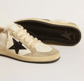 Ball Star en cuir nappa et daim avec étoile et contrefort à paillettes noires