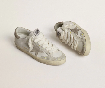 Super-Star LTD pour femme avec étoile et contrefort en cuir velours beige et broderies florales