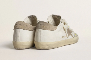 Super-Star LTD pour femme avec étoile et contrefort en cuir velours beige et broderies florales