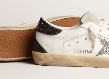 Super-Star avec étoile argentée et contrefort à paillettes marron