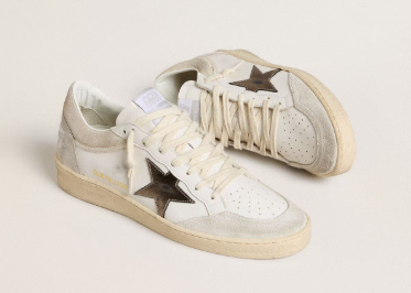 Ball Star pour femme avec étoile en cuir lamé métallique et contrefort en cuir brillant