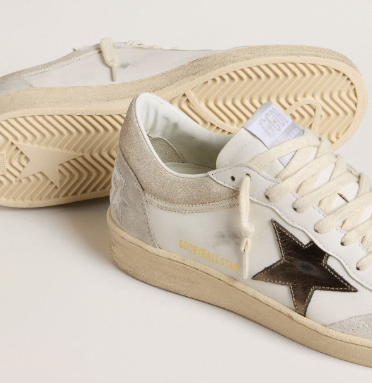 Ball Star pour femme avec étoile en cuir lamé métallique et contrefort en cuir brillant