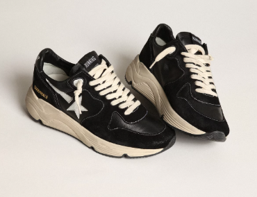 Running Sole homme en nappa et daim noirs avec étoile blanche