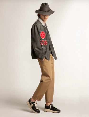 Running Sole homme en nappa et daim noirs avec étoile blanche