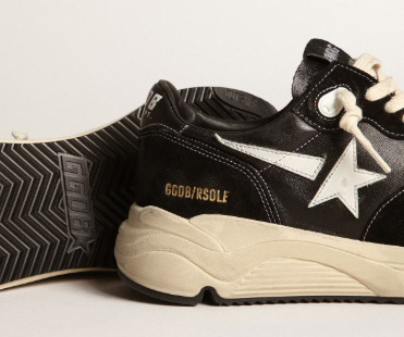 Running Sole homme en nappa et daim noirs avec étoile blanche