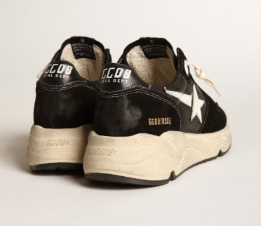 Running Sole homme en nappa et daim noirs avec étoile blanche