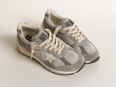 Dad-Star pour femme en daim et résille argentée avec étoile et contrefort en cuir blanc