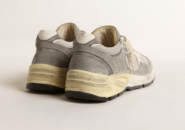 Dad-Star pour femme en daim et résille argentée avec étoile et contrefort en cuir blanc