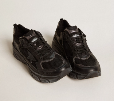 Lightstar Homme avec tige en cuir et mesh noirs et étoile noire