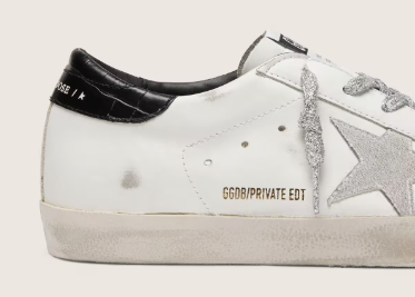 Super-Star pour femme avec étoile en daim blanc et contrefort en cuir croco noir