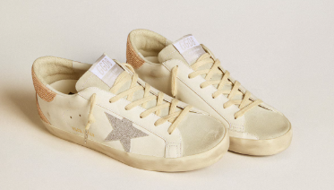 Super-Star femme en cuir avec étoile et contrefort en cristaux Swarovski