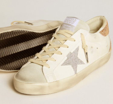 Super-Star femme en cuir avec étoile et contrefort en cristaux Swarovski