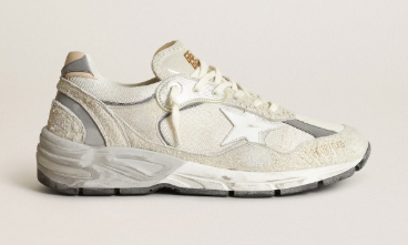 Dad-Star en daim blanc et gris avec étoile en cuir blanc