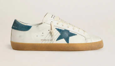 Super-Star en cuir avec étoile et contrefort en daim bleu pétrole