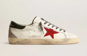 Super-Star avec étoile en daim rouge et contrefort en cuir vert