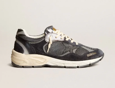 Dad-Star en résille et cuir velours bleu foncé avec étoile noire