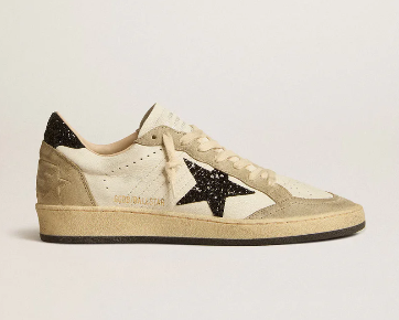 Ball Star en cuir nappa et daim avec étoile et contrefort à paillettes noires