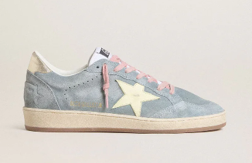 Ball Star pour femme en daim bleu layette avec étoile en cuir couleur crème