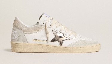 Ball Star pour femme avec étoile en cuir lamé métallique et contrefort en cuir brillant