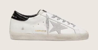 Super-Star pour femme avec étoile en daim blanc et contrefort en cuir croco noir